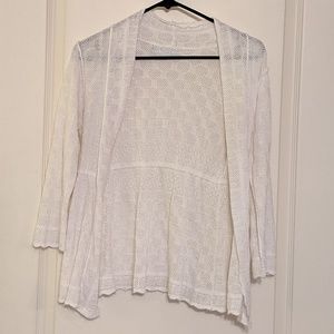 White Crocheted Open Cardigan